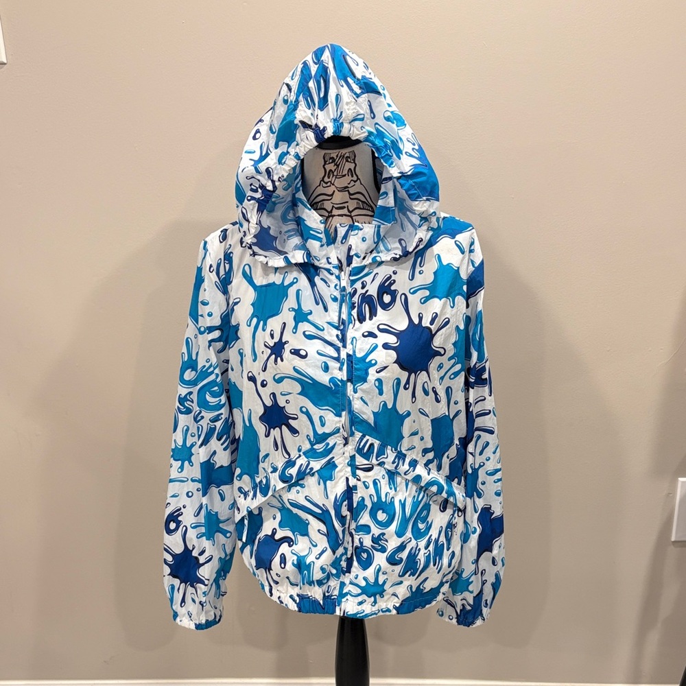 Love Moschino Blue Splash Logo Zip-Up Hoodie, NWOT Women’s Size 6